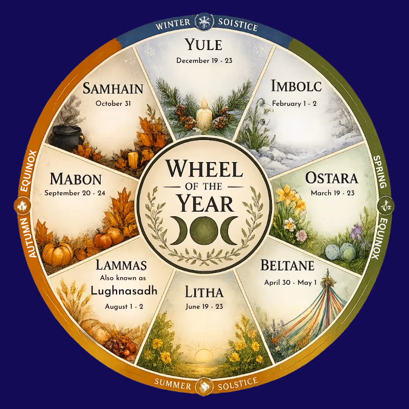 wheel of the year with its Sabbats